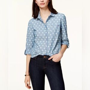 Women's Cotton Printed Roll-Tab Utility Shirt